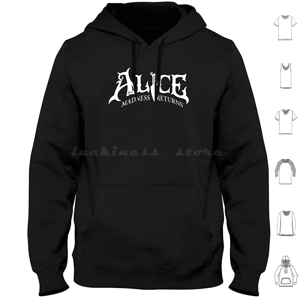 

Толстовка с капюшоном Alice Crazy Return: белый логотип (V.1), хлопковая, с длинным рукавом, «Alice In Alices приключения в Alice S Adventures»