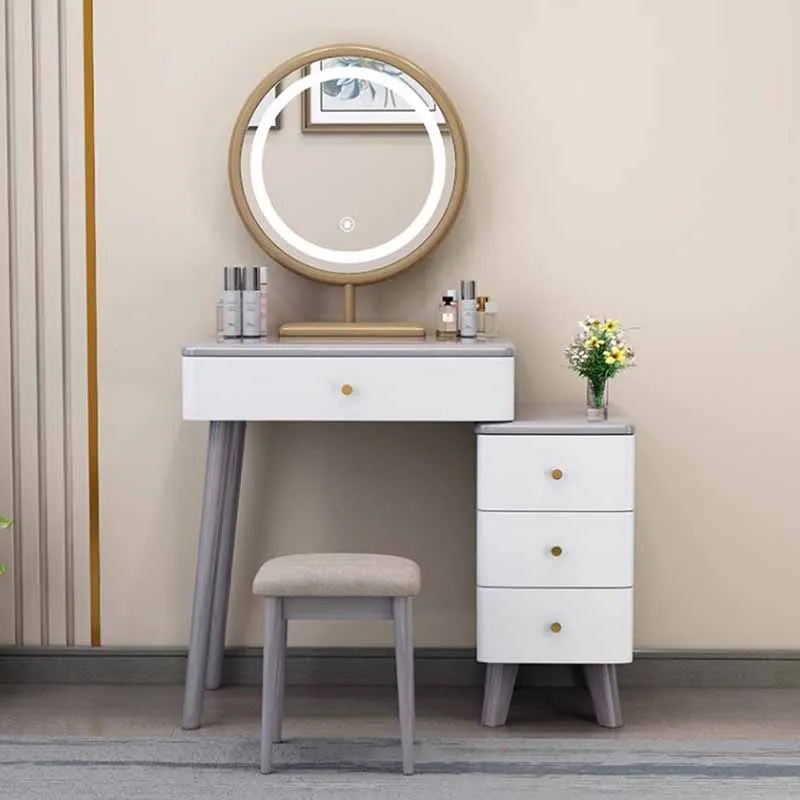 

Modern Organizer Dressing Table Rustic Classic Adjustable Drawers Dresser Mirror Stool Apartment Schminktisch Home Furniture