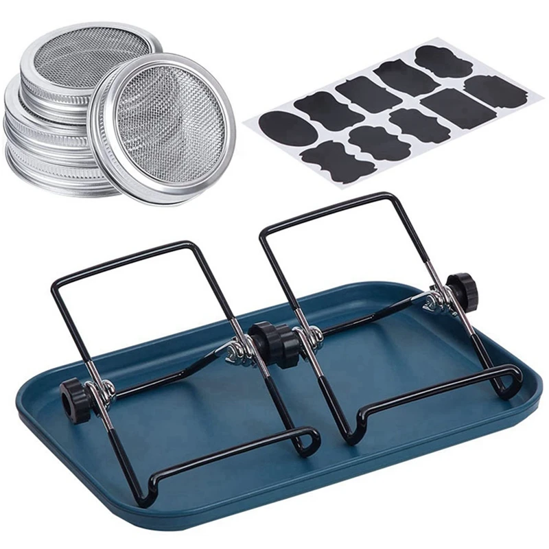 

Sprouting Kit, 4 PCS Stainless Steel Sprouting Lids,2 Sprouting Stands,Sprouting Tray,Label Sticker,Sprouts Growing Kit