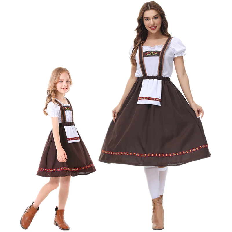 

Classic Bavarian Dirndl Oktoberfest Costumes Adult Women Girls Suspenders Uniform Cosplay Carnival Halloween Party Fancy Dress