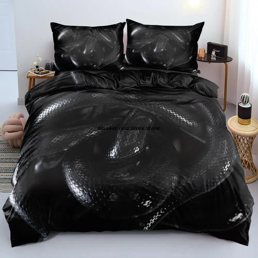 

3D Digital Black Snake Linens Bed 2 Bedrooms Black Comforter Bedding Sets Twin King Queen Size 200x200cm Double Quilt Cover