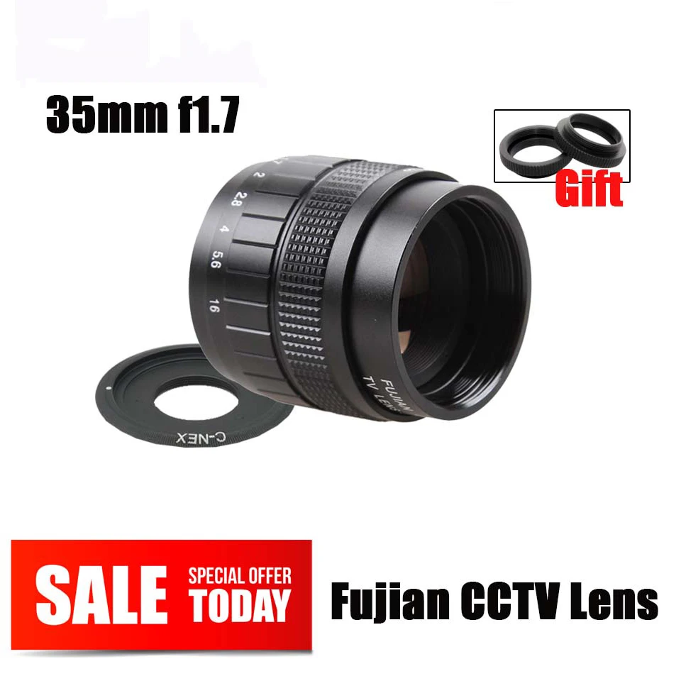

Объектив для камеры видеонаблюдения Fujian 35 мм F1.7 с фиксированным фокусом для телевизора Sony A6500 A6300 A6100 A6000 A5100 A5000 A3000 беззеркальный