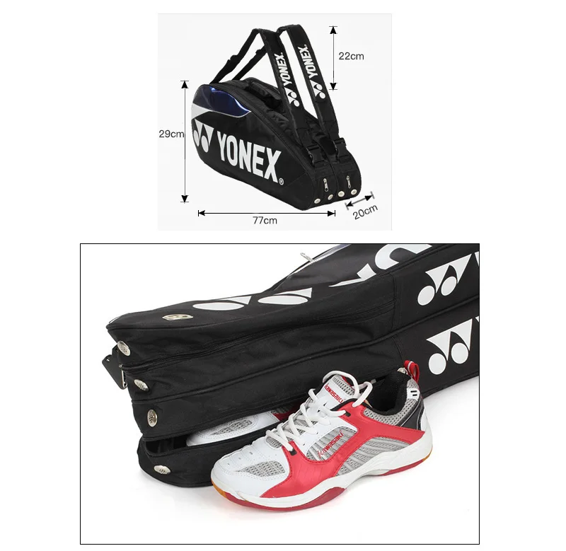 Large YONEX PU Badminton Bag Max For 6 Rackets With 2 Shoes Compartments For All Shuttlelock Accessories Sports Backpack