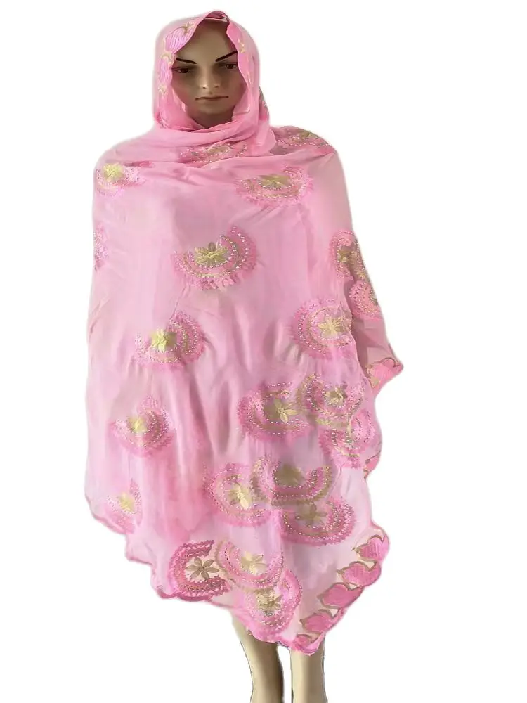 Free Shipping New Dubai Scarf For Muslim Women African Chiffon big Hijab Islam Hijab Pashmina Turban Headscarf Embroidery Shawls