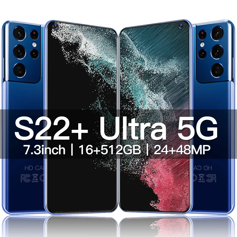 new s22 ultra smartphone global version mobile phones 7 3 inch 16gb512gb 6800mah 48mp 5g network unlocked smartphone celulares free global shipping