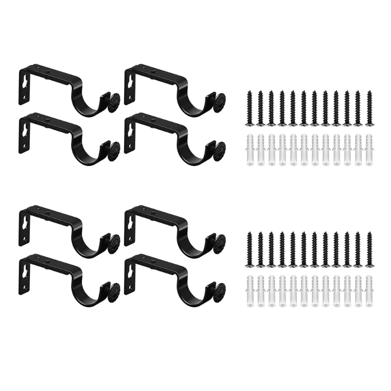 

4/8pcs Heavy Duty Curtain Rod Bracket Support Adjustable Window Hardware