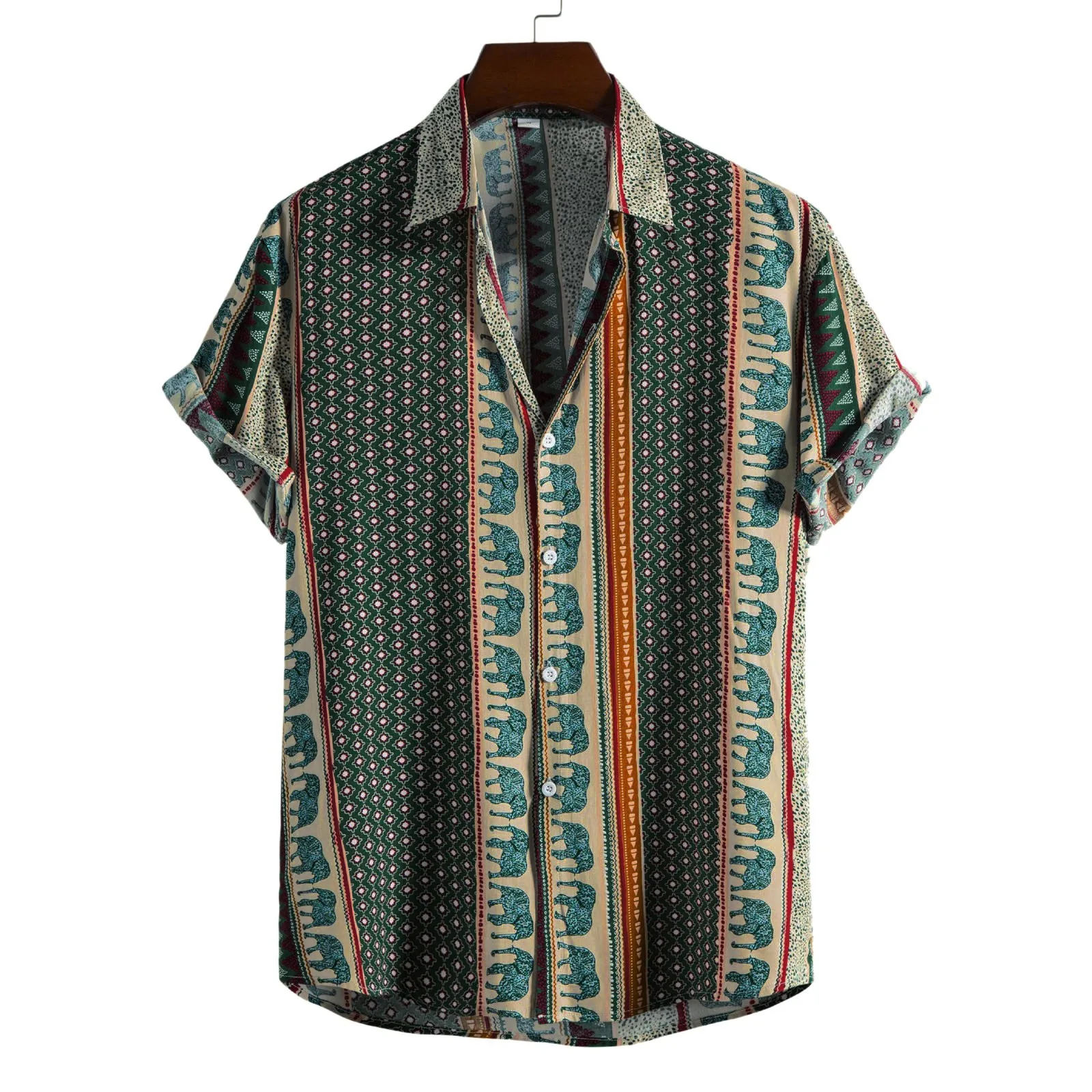 

New Men's Shirt Casual Hawaiian Print Shirt Short Sleeve Button Turn-down Collar Cotton Daily Shirt Fashion Hawaiian Beach Shirt