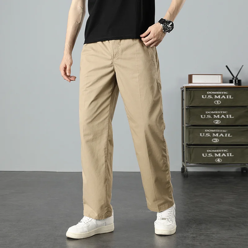 

Mens Casual Cargo Cotton Pants Men Pocket Loose Straight Pants Elastic Work Trousers Slim Fit Joggers Male Plus Large Size 6XL