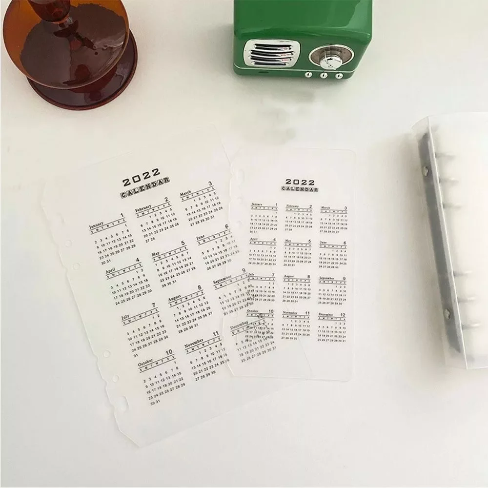 

2022 Calendar Transparent Sticky Note Office School Loose-leaf Notepad Inner Paper Notebook Page Separator Index Divider Binder