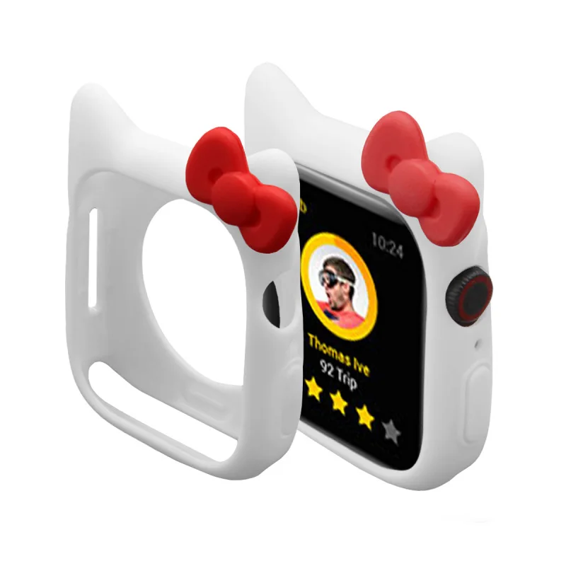 Чехол для Apple Watch Hello Kitty защитный чехол Iwatch 38 40 42 44 мм мягкий силиконовый Сменный
