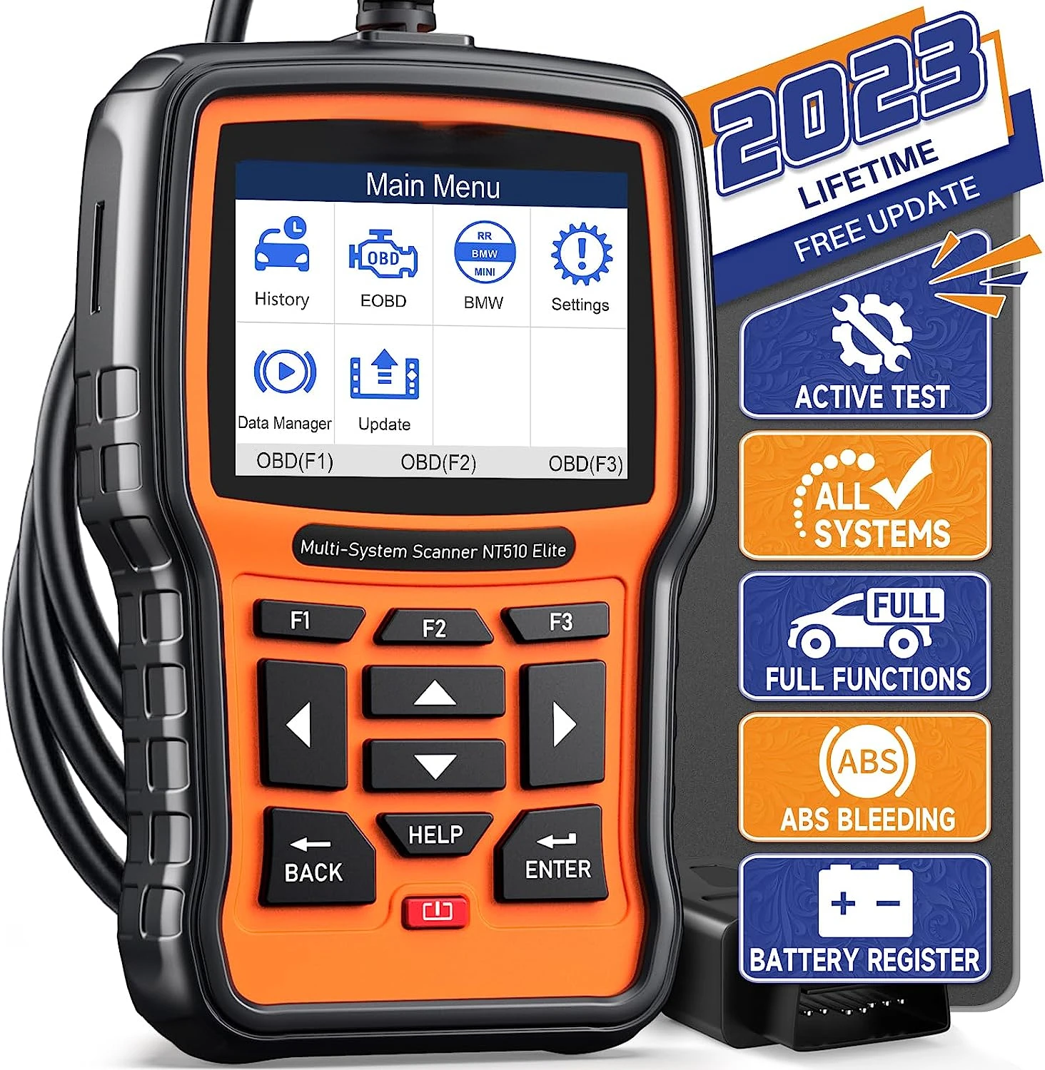 

NT510 Elite fit for BMW OBD2 Scanner Full System Car Scan Tool, Bi-directional Diagnostic Tool with All Reset Service, Battery R