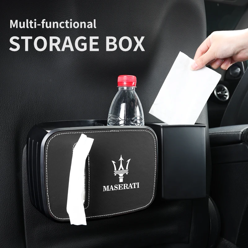 

Car Seat Back Multifunctional Tissue Storage Box For Maserati Granturismo Ghibli Quattroporte Levante Coupe GTS GranCabrio Conce