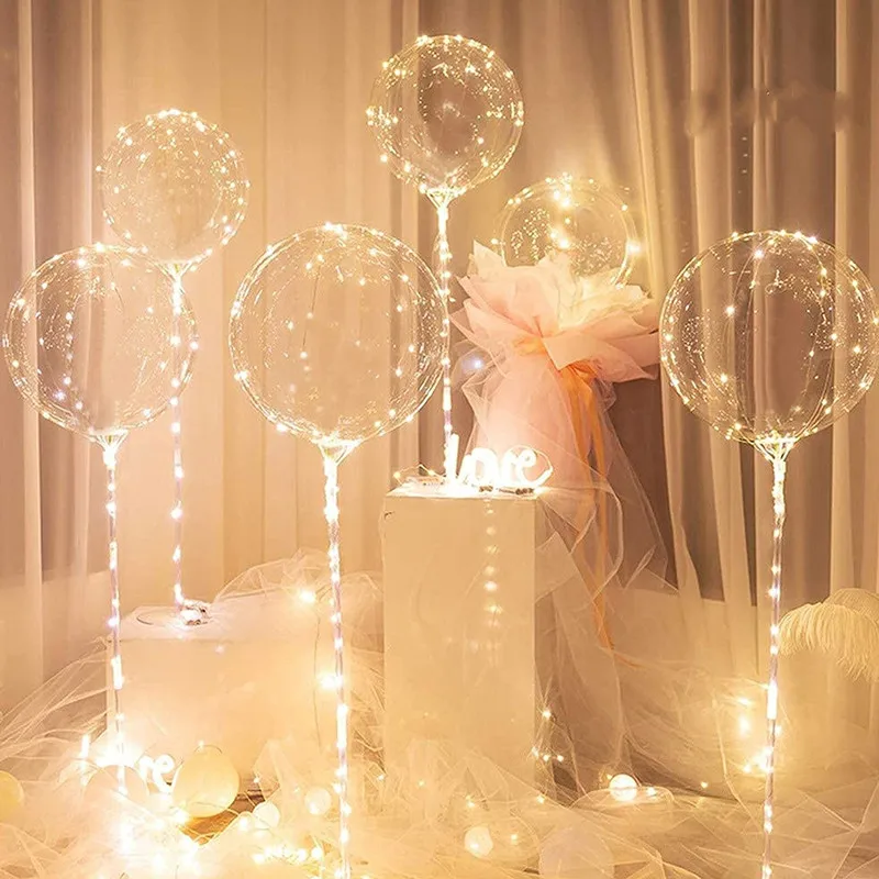 

5 Pack LED Bobo Balloons Luminous Transparent Bubble Balloon with Colorful Light String for Wedding Birthday Xmas Party Decor