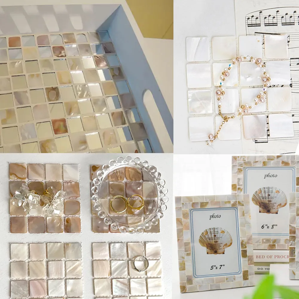 100g Square Pure White Color 100% Chinese Freshwater Shell Mother of pearl mosaic tile for interior house decoration tiles | Дом и сад