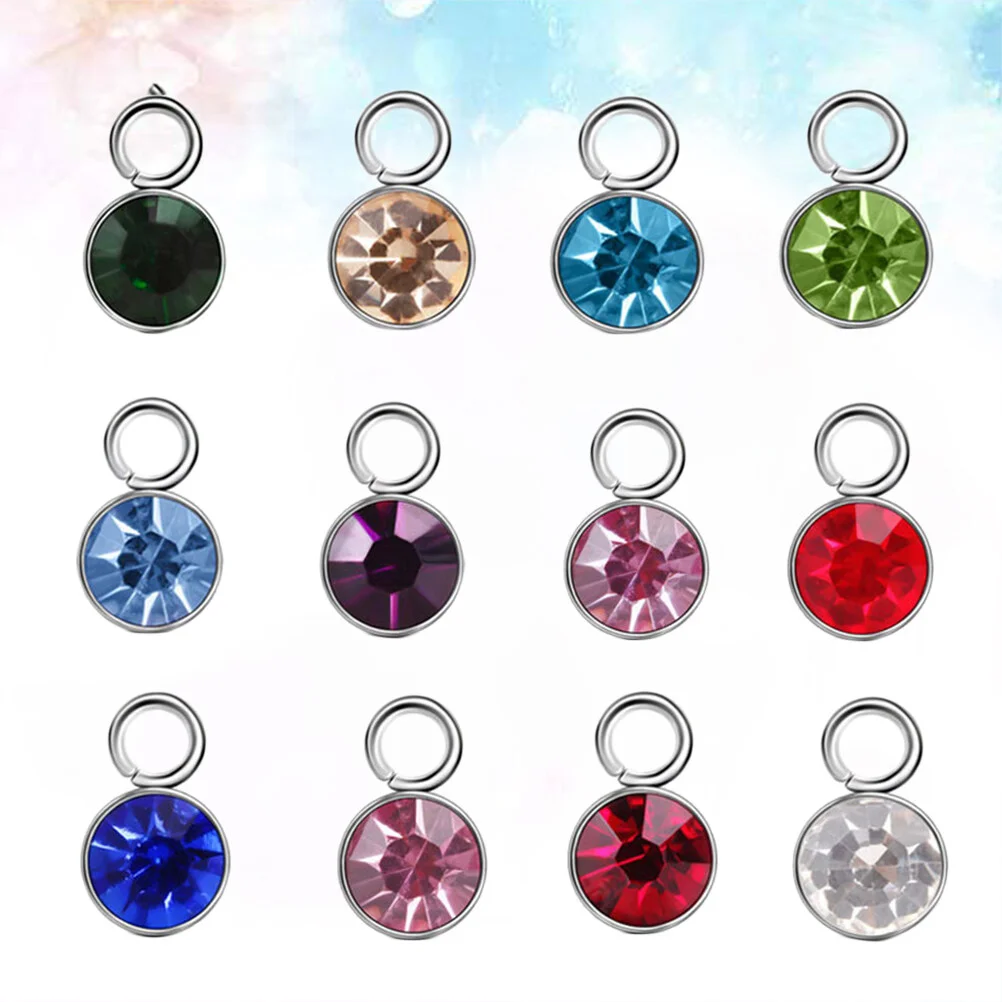12 Pcs Beads Necklace Amulet DIY Craft Neckalce Pendant Jewelry Making Crystal Birthstone