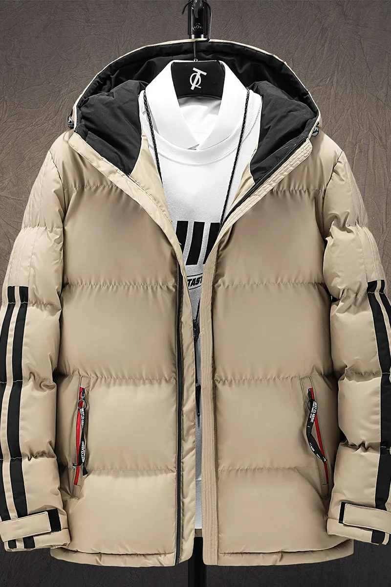 Winter Thicken Warm Padded Parka Men Patchwork Vintage Mural Print Down Jacket Streetwear Harajuku Oversized Coat  Men's Outwear