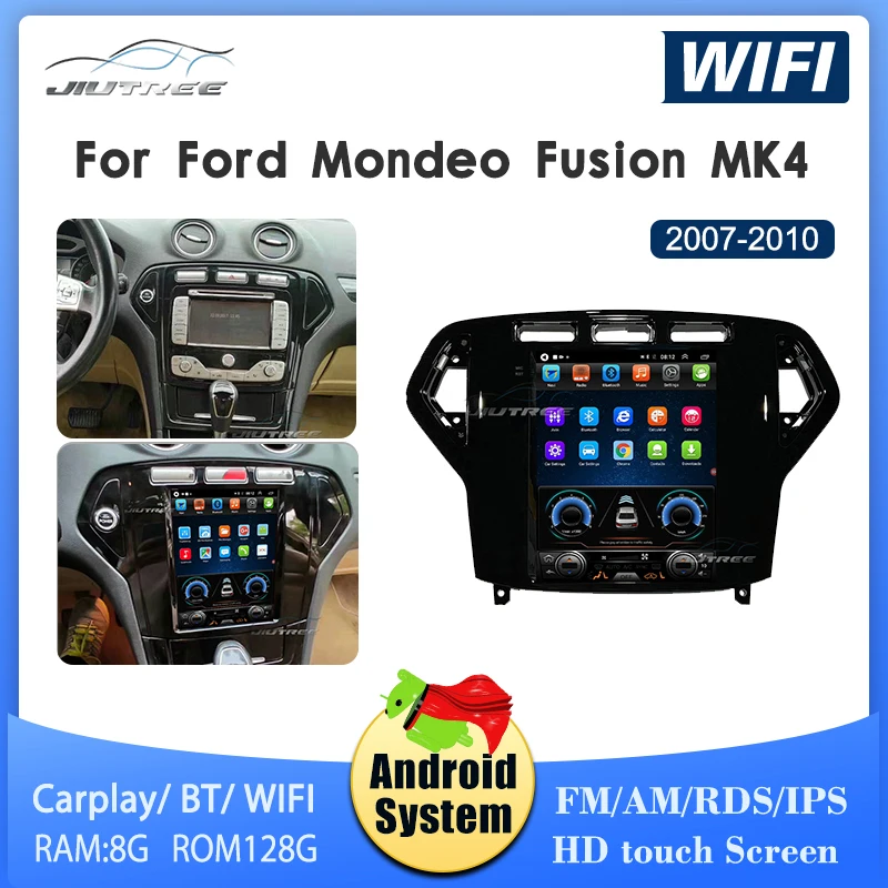 

2 Din Android 10.0 For Ford Mondeo Fusion MK4 2007-2010 Wifi 4G LTE Audio Host Multimedia GPS Video Player Tesla Style