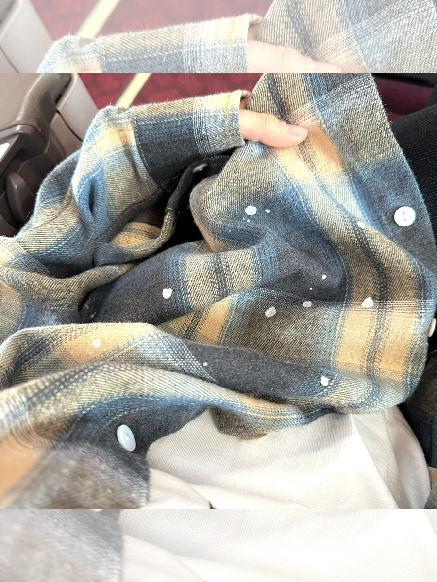 Jonglimit рубашки в клетку с ручной росписью верхняя одежда женский весенне-осенний