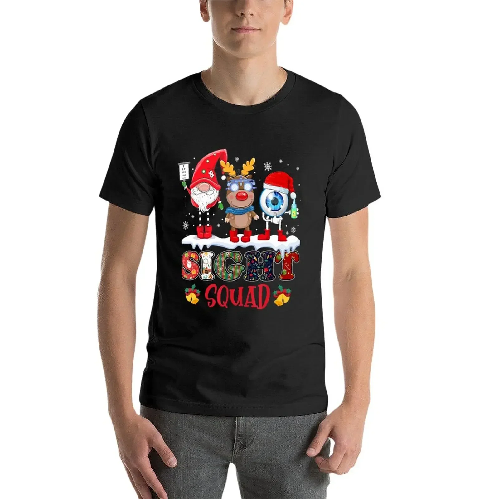 Забавная футболка Sight Squad Gnome Reindeer Santa Christmas Optometrist быстросохнущая забавные топы