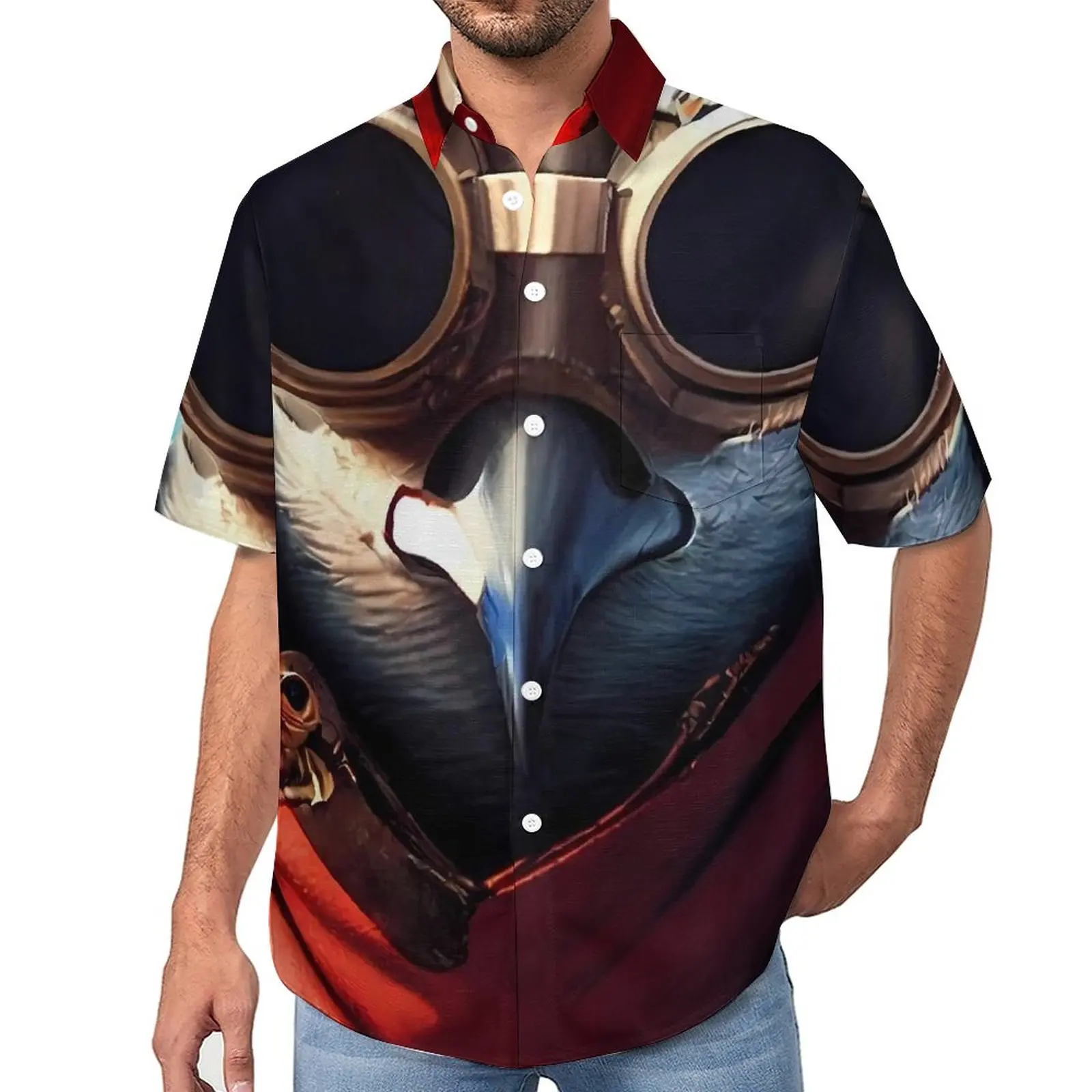 

Повседневная гавайская рубашка для мужчин, забавные блузки с рисунком пиратской чаечки, с короткими рукавами, модная пляжная сорочка оверсайз, подарок на день рождения