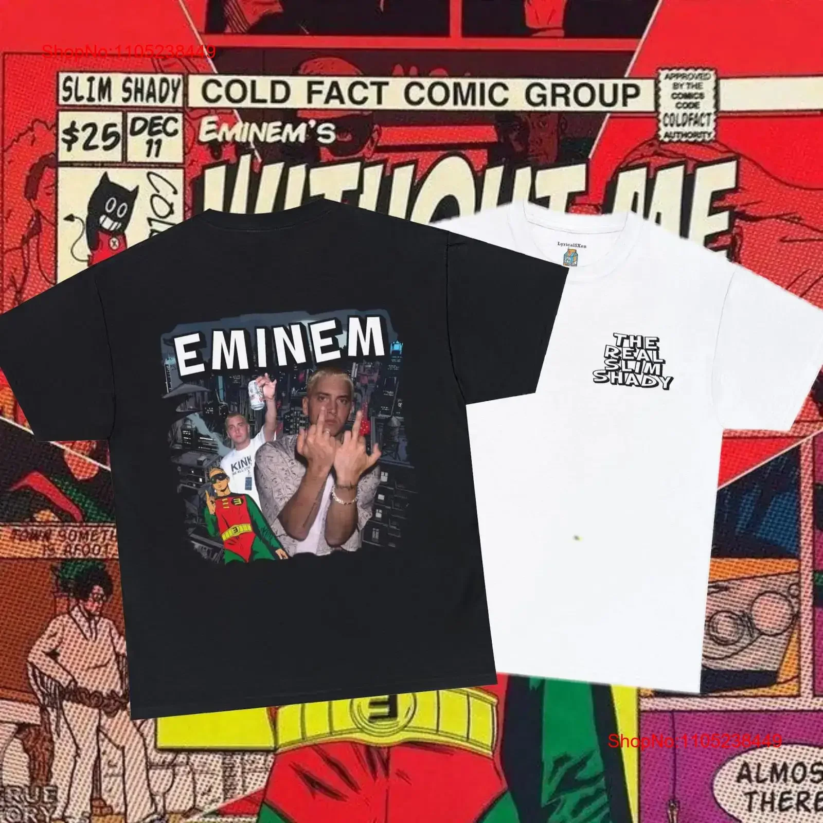 Фото Футболка Eminem The Real Slim Shady: Модный эстетичный летний дизайн в стиле рэп-комикс, винтажный хип-хоп, эффект потертости №1