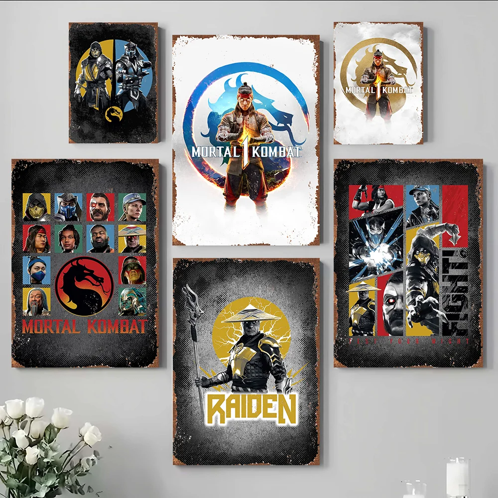 Фото Печать на холсте Mortal Kombat, идеальный подарок для фанатов, персонализированный настенный постер для украшения комнаты, винтажный декор, картины №4