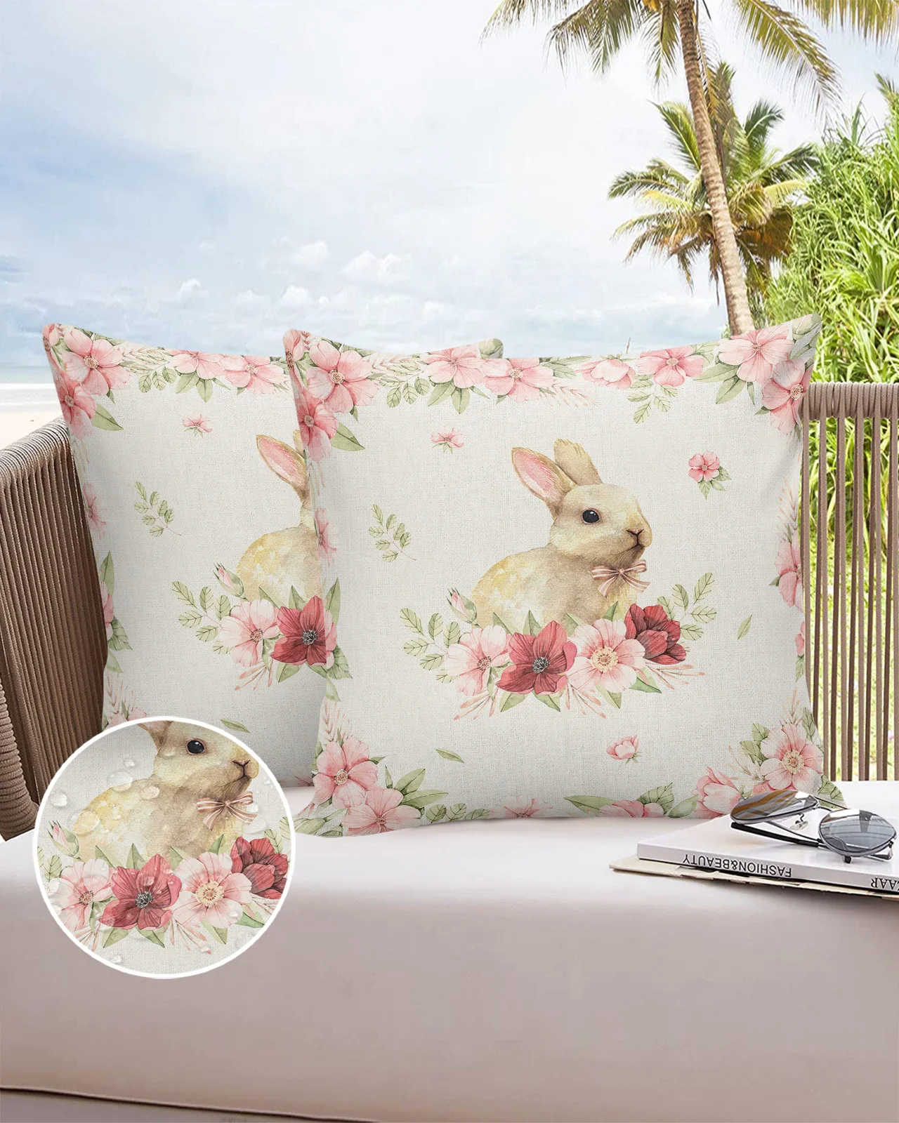 

Пасхальный кролик Акварельные Цветы Водонепроницаемая наволочка декоративный домашний Декор диванная подушка для кровати Автомобильная наволочка