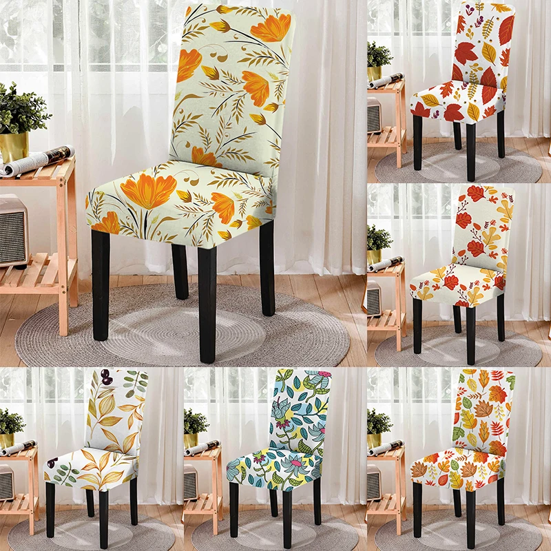 

3D Color Maple Leaf Print Home Decor Chair Cover Removable Anti-dirty Dustproof Stretch Chair Cover Chairs for Bedroom Bar Stool