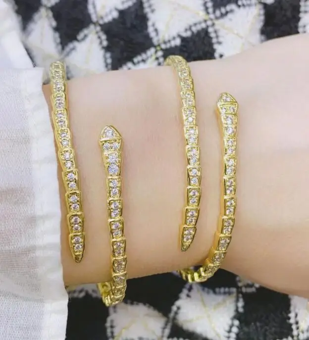 

1pcs Fashion Snake Charm Bracelets For Elegant Women Cubic Zirconia Snake Bracelet & Bangle Adjustable df4s