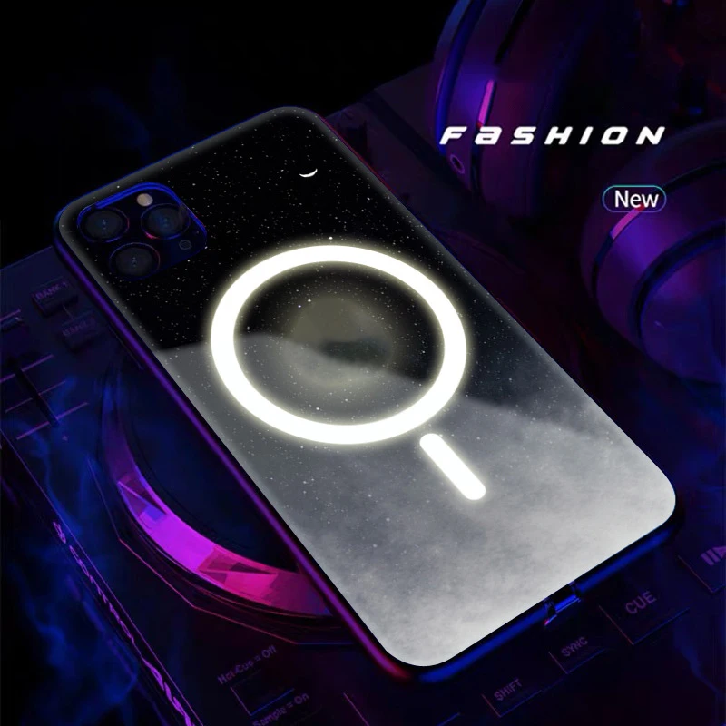 

New Luminous Led Call Light Flash Up Glass Phone Case for Iphone 13 11 12 Pro Max x Xr Xs Max 7 8 Plus Smart Control Cover