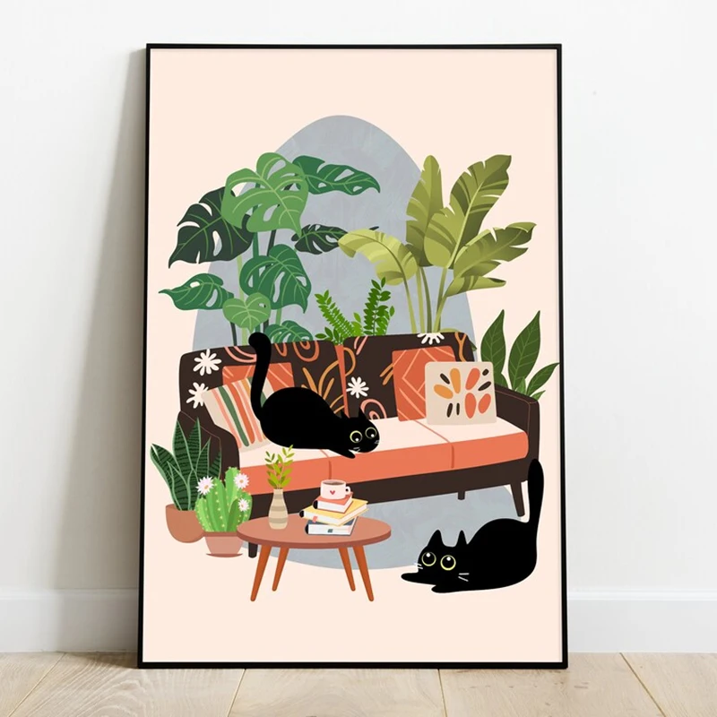 

Абстрактная картина с котом на холсте