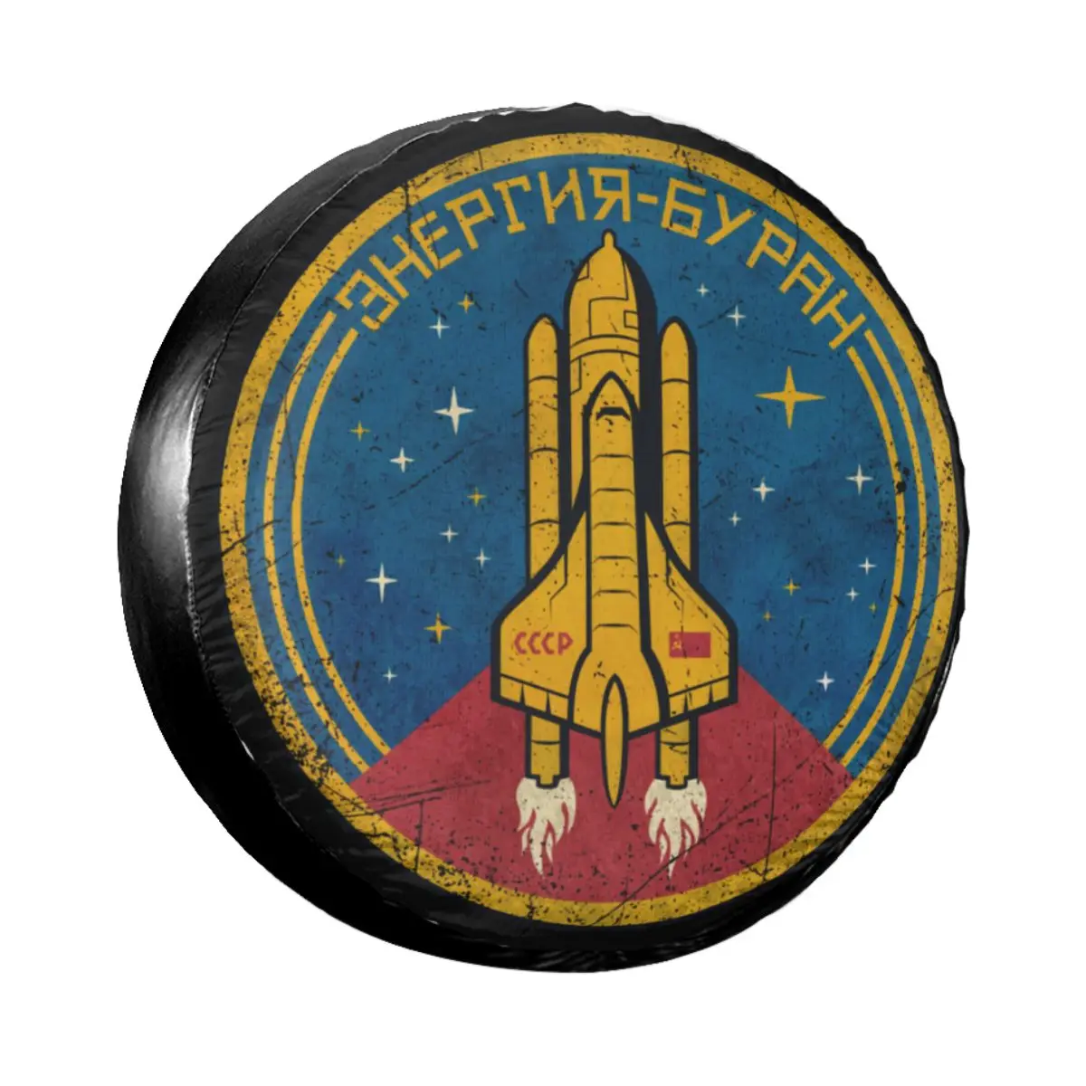 

Classic CCCP Space Shuttle Emblem Spare Tire Cover Case Bag Pouch USSR Rocket Wheel Covers for Mitsubishi 14" 15" 16" 17" Inch