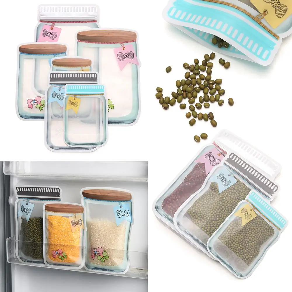 

New Reusable Smell-proof Zip Lock Zipper Pouch Mason Jar PE Plastic Storage Bag