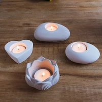 handmade diy candle mold candlestick cement concrete silicone lotus heart shaped aromatherapy plaster ornaments drop glue