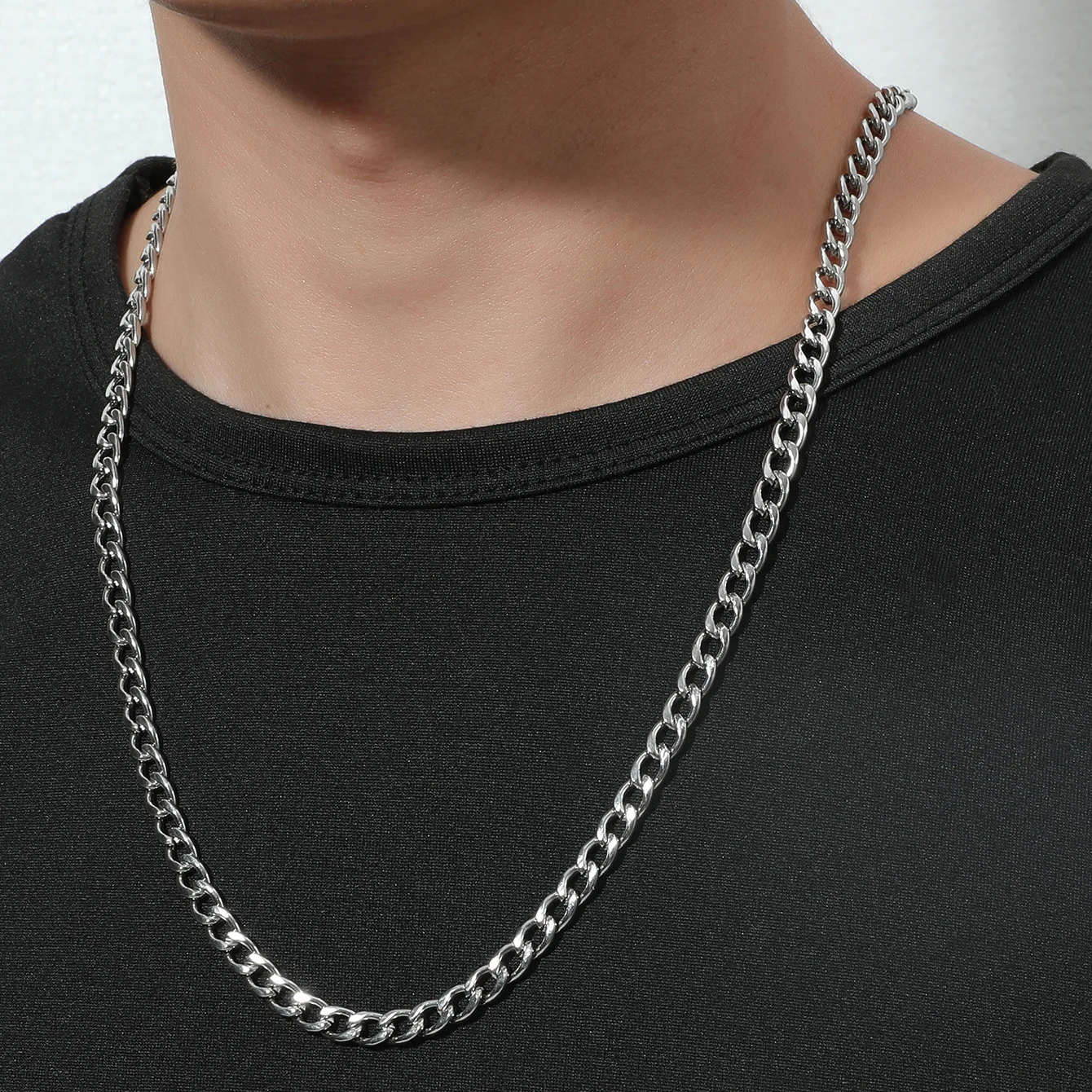 

Fashion Simple Stainless Steel Chain Necklace for Men Women Long Necklace Hip Hop Jewelry Gift