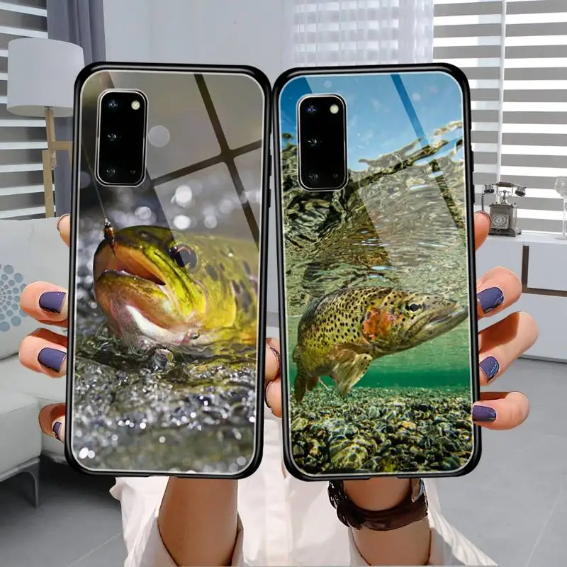 

Trout Fish Fishing Phone Case Tempered Glass For Samsung S22 S21 S20 S10 ultra pro plus S9 S8 Note20 10 9 Ultra Pro Phone Covers