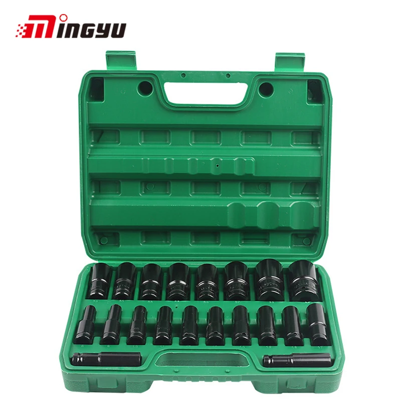 

Impact Socket Kit 1/2 Metric 8-32MM Nuts Driver Deep Wrench Heads For Air Pneumatic Automotive Repair Tools