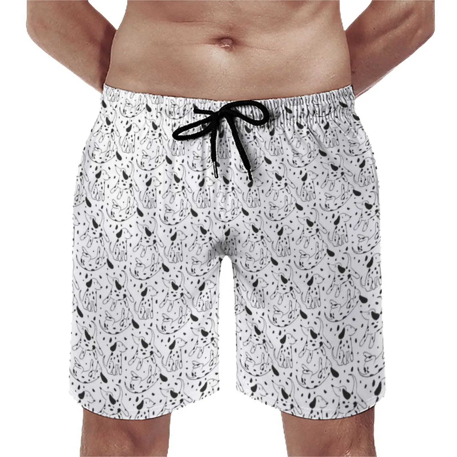 

Summer Board Shorts Dalmatian Print Running Surf Cute Cartoon Animal Design Beach Short Pants Classic Fast Dry Swimming Trunks