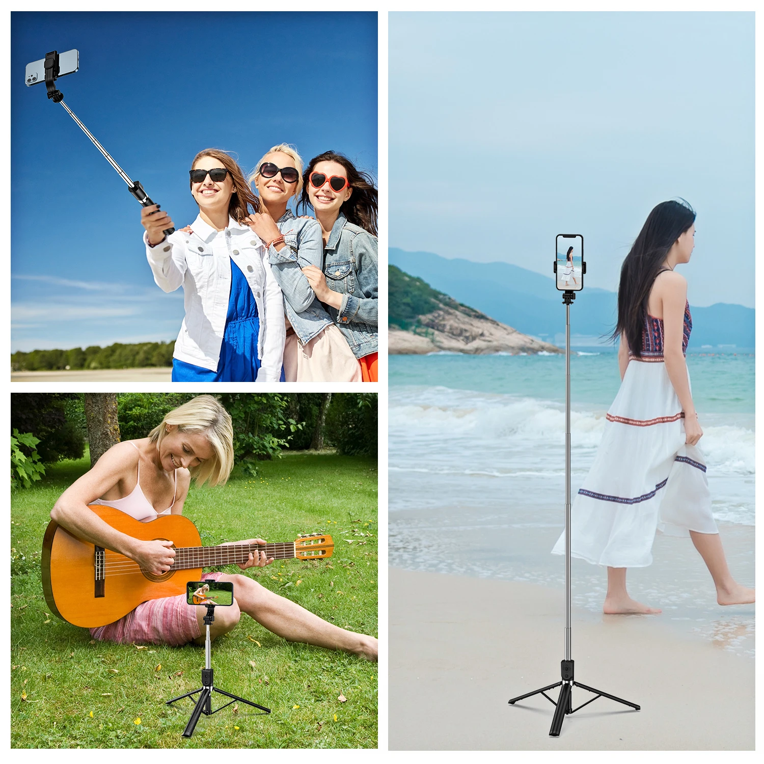 1.67M Long Extended Bluetooth Wireless Selfie Stick Live Broacast Stand Holder Tripod Foldable With Fill Light For Smartphones images - 6