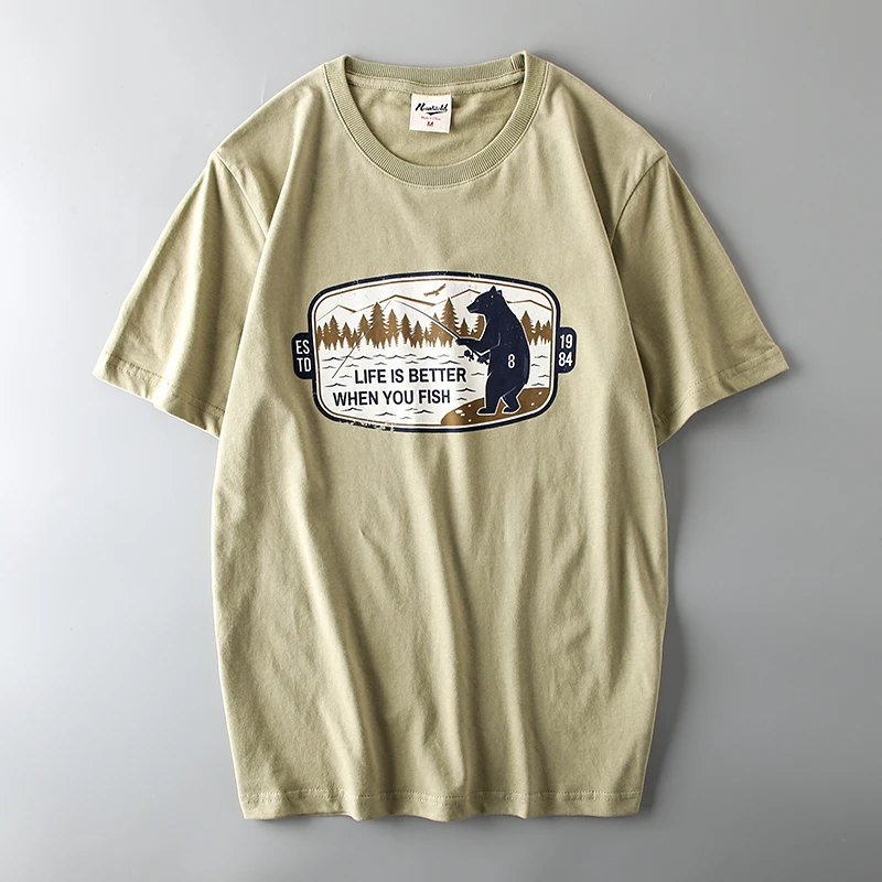 Foreign Trade Overplus Order Men's Cut the Tag off Tide Short sleeve T-shirt Ins European and American Retro Export Original ...