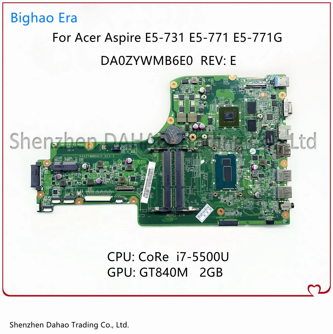 

For Acer Aspire E5-731 E5-771 E5-771G Laptop Motherboard With i7-5500U CPU GT840M 2GB-GPU DA0ZYWMB6E0 Mainboard 100% Fully Test