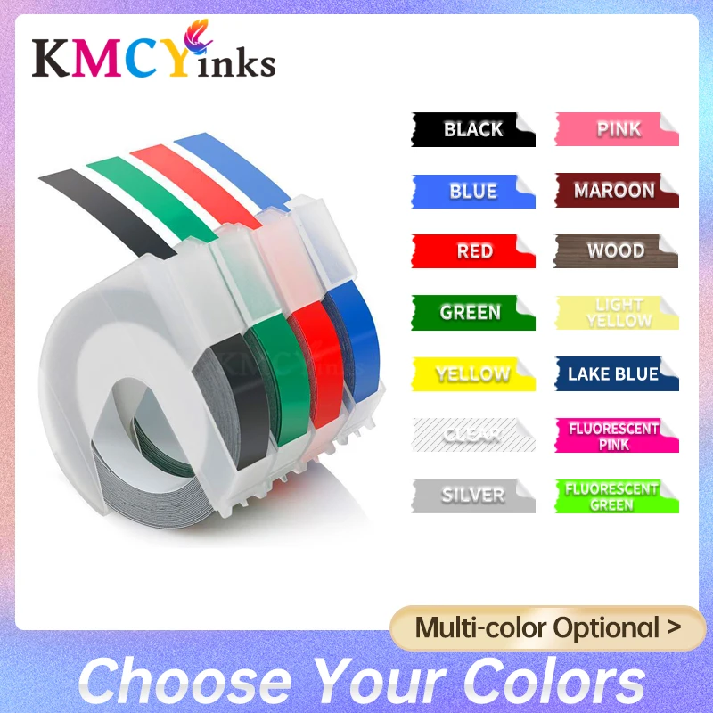

KMCYinks Multicolors 9mm Embossing Label for Dymo 3D Label Tape for Dymo Label Machine Motex E101 12965 1540 1610 Label Maker