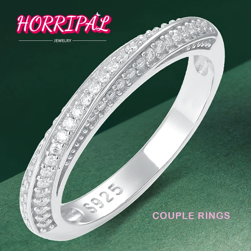 

HORRIPAL D VVS1 Moissanite Ring S925 Sterling Silver Eternal Sparkling Wedding Band Classic Couple Rings For Women Men GRA Gem