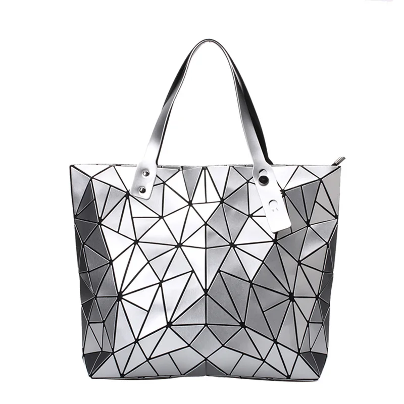 

Новые роскошные сумки, женские сумки, дизайнерская пляжная большая сумка-тоут с голограммой на плечо, женская сумка с геометрическим рисунком, серебристая сумка
