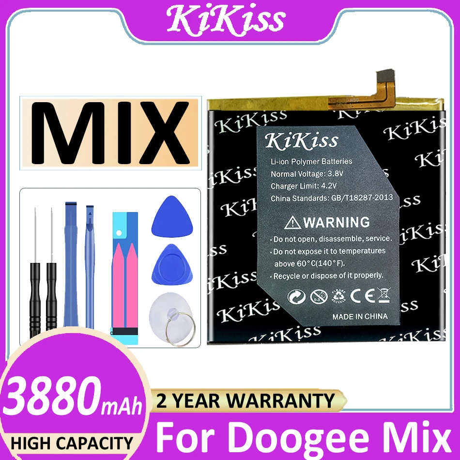 

Original KiKiss Battery For DOOGEE Mix Battery Replacement 3880mAh Parts Backup Battery for DOOGEE Mix Smart Phone