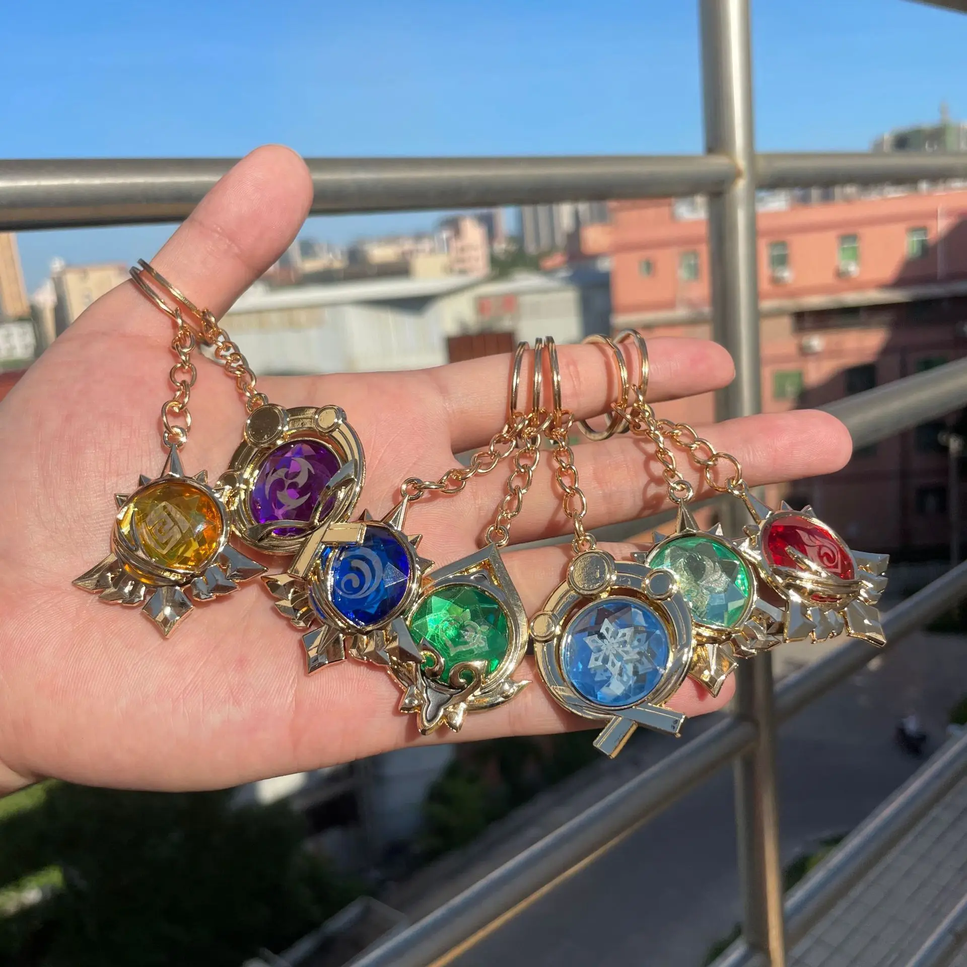 

Anime Game Genshin Impact Vision Keychains Cosplay Mondstadt Sumeru Inazuma Gods Visions Backpack Pendant Keyrings