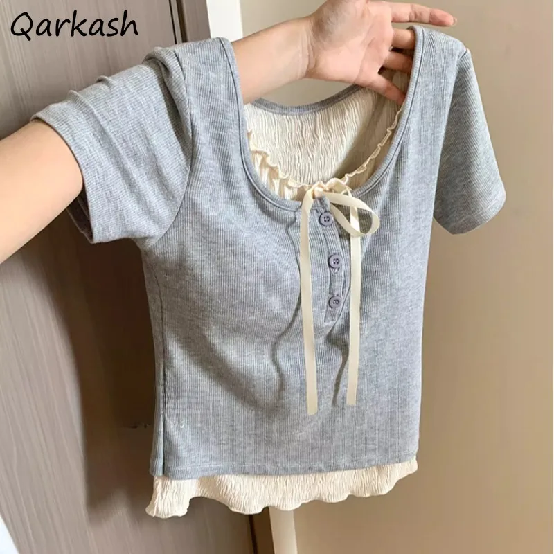 Женские футболки Qarkash 2 шт. полиэстер хлопок