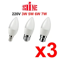 3pcs led candle bulb c37 3w 5w 6w 7w e14 220v 240v 3000k 4000k 6000k energy saving of super bright