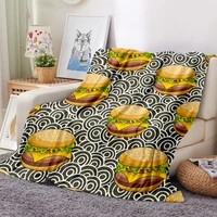 hamburger 3d printed flannel blanket delicious food blanket machine washable plush soft fluffy home textile