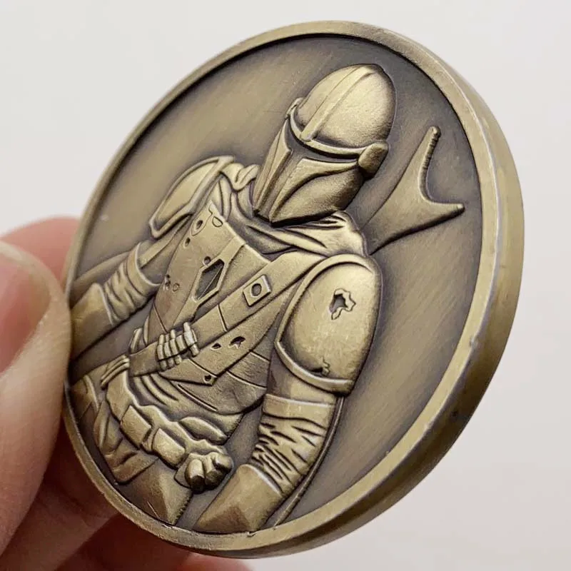 Металлическая золотая монета с тиснением в стиле мандалор звездные войны